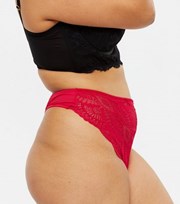 New Look Curves Red Scallop Lace Thong